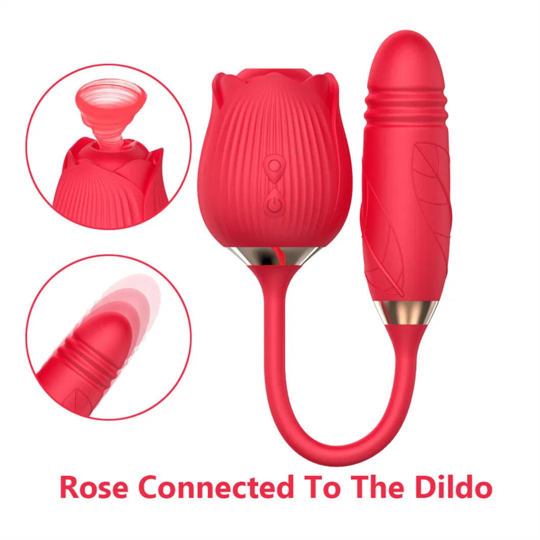 Adult Female Vagina and Anal Silicone Massager 2 in 1 Dildo Rose Vibrator Erotic Sex Toy for Adult Product Toys