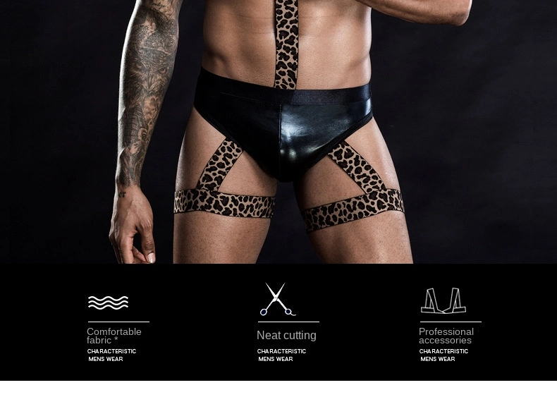 Adult Nightclub Gay Performance Leopard Print Uniform Sexy Lingerie for Men